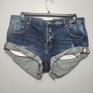 One Teaspoon Distressed Blue Jean Shorts Size 32